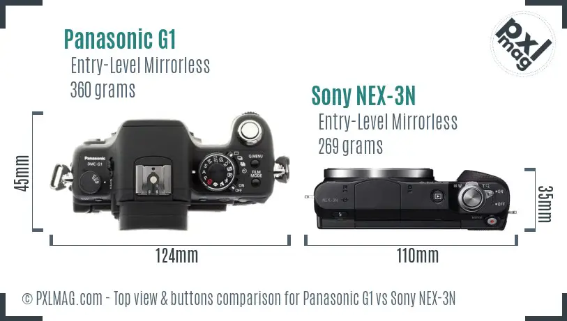 Panasonic G1 vs Sony NEX-3N top view buttons comparison