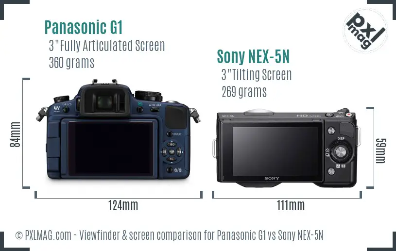 Panasonic G1 vs Sony NEX-5N Screen and Viewfinder comparison Panasonic G1 vs Sony NEX-5N Screen and Viewfinder comparison