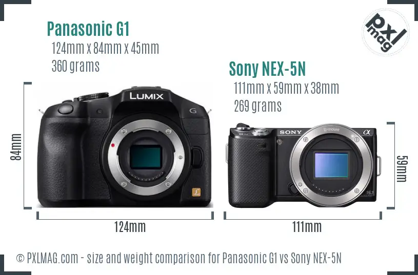 Panasonic G1 vs Sony NEX-5N size comparison Panasonic G1 vs Sony NEX-5N size comparison
