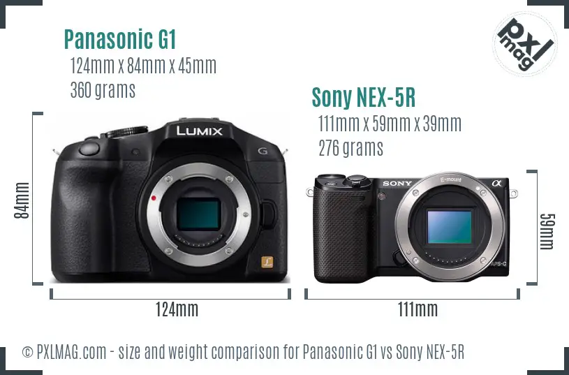 Panasonic G1 vs Sony NEX-5R size comparison