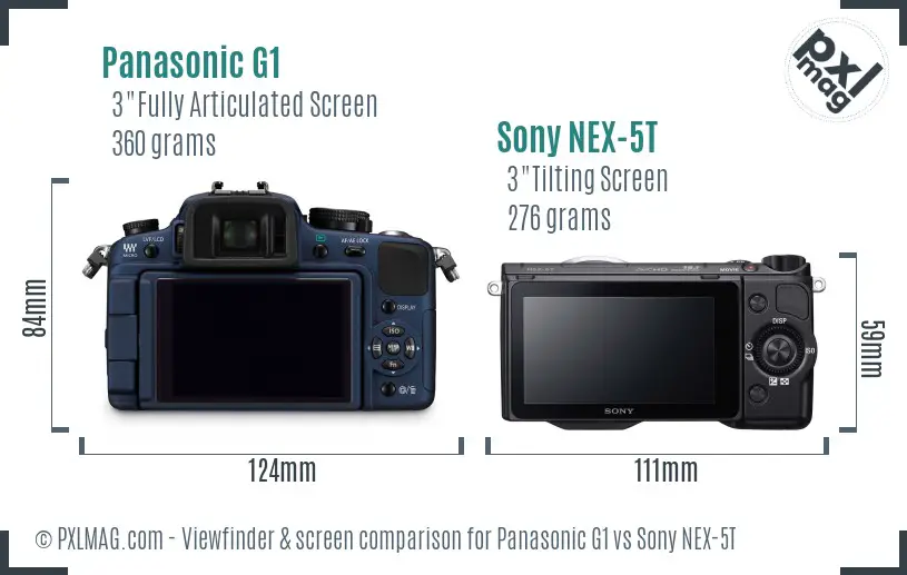 Panasonic G1 vs Sony NEX-5T Screen and Viewfinder comparison