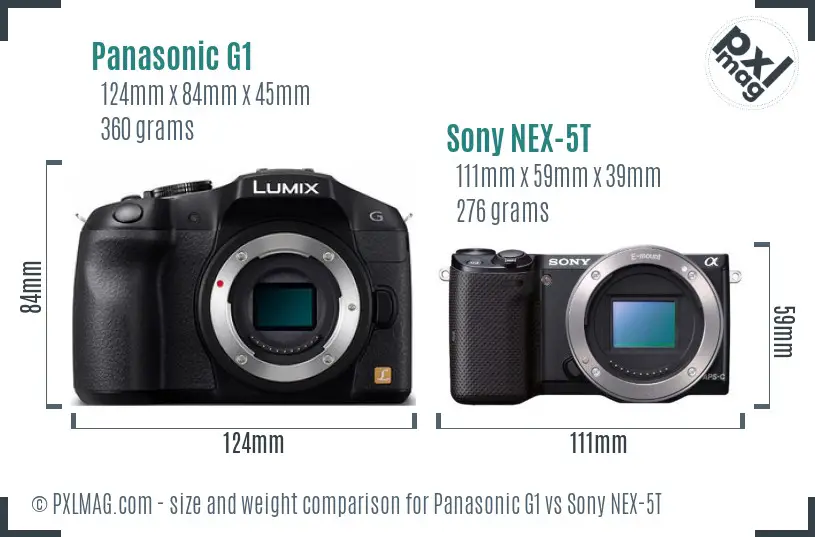 Panasonic G1 vs Sony NEX-5T size comparison