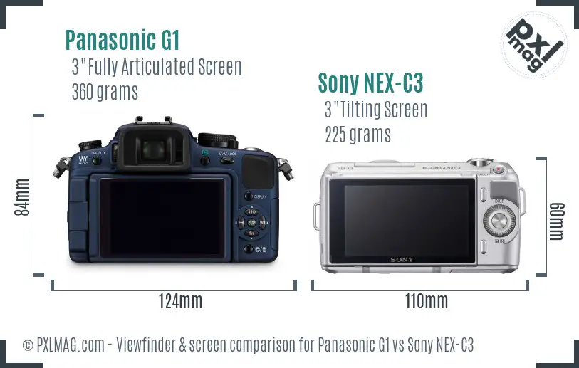 Panasonic G1 vs Sony NEX-C3 Screen and Viewfinder comparison Panasonic G1 vs Sony NEX-C3 Screen and Viewfinder comparison