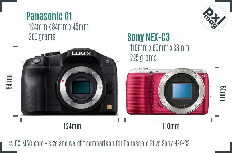 Panasonic G1 vs Sony NEX-C3 size comparison Panasonic G1 vs Sony NEX-C3 size comparison