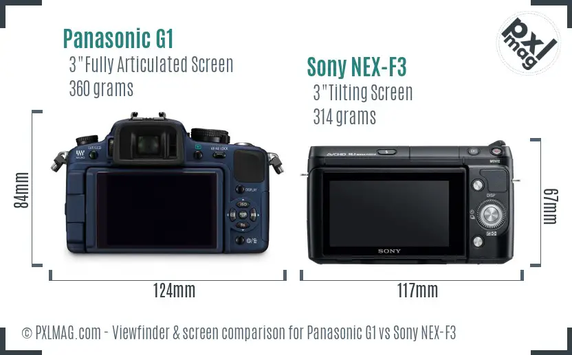 Panasonic G1 vs Sony NEX-F3 Screen and Viewfinder comparison