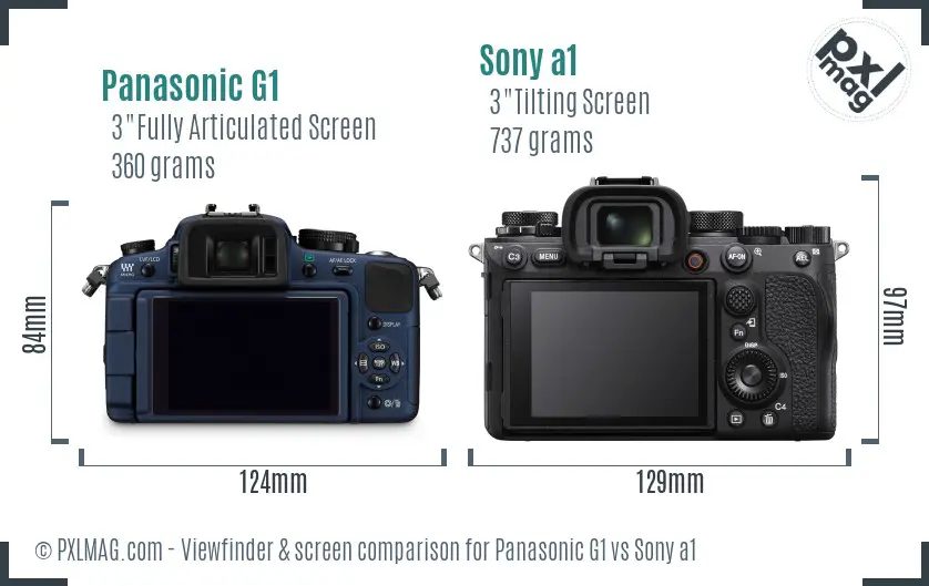 Panasonic G1 vs Sony a1 Screen and Viewfinder comparison