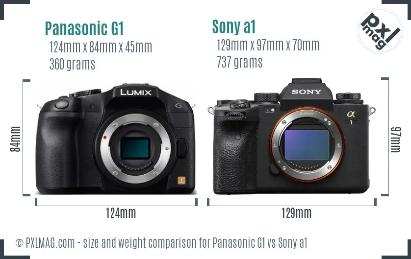 Panasonic G1 vs Sony a1 size comparison