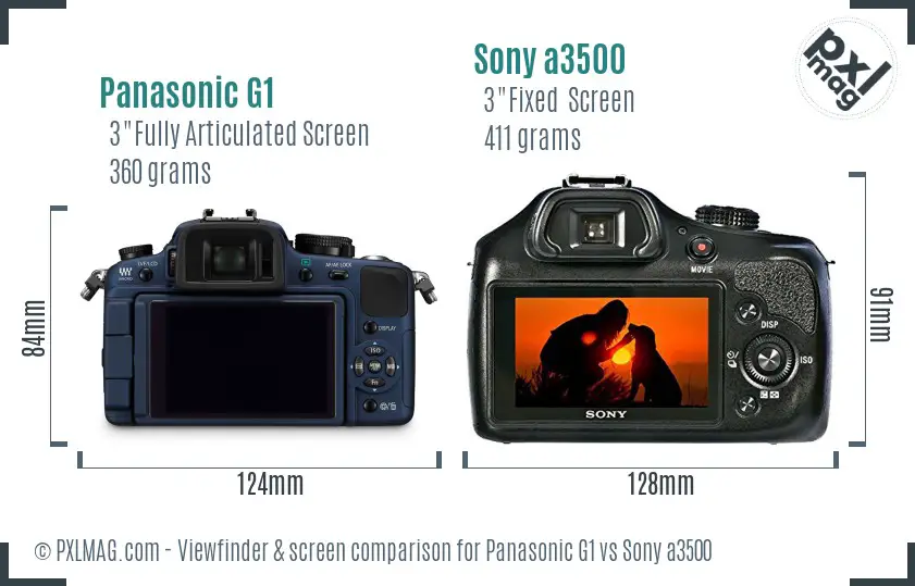 Panasonic G1 vs Sony a3500 Screen and Viewfinder comparison