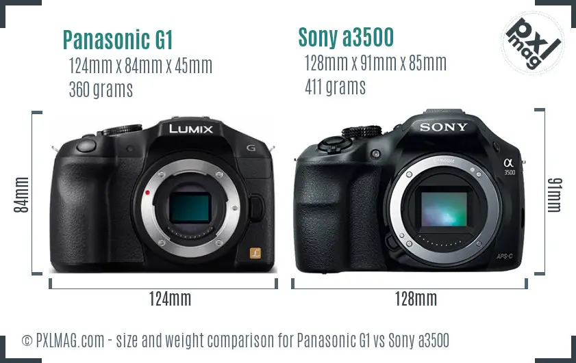 Panasonic G1 vs Sony a3500 size comparison