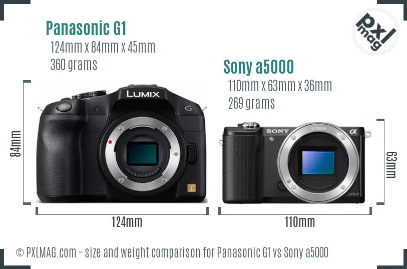 Panasonic G1 vs Sony a5000 size comparison