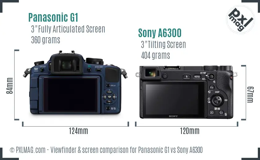 Panasonic G1 vs Sony A6300 Screen and Viewfinder comparison