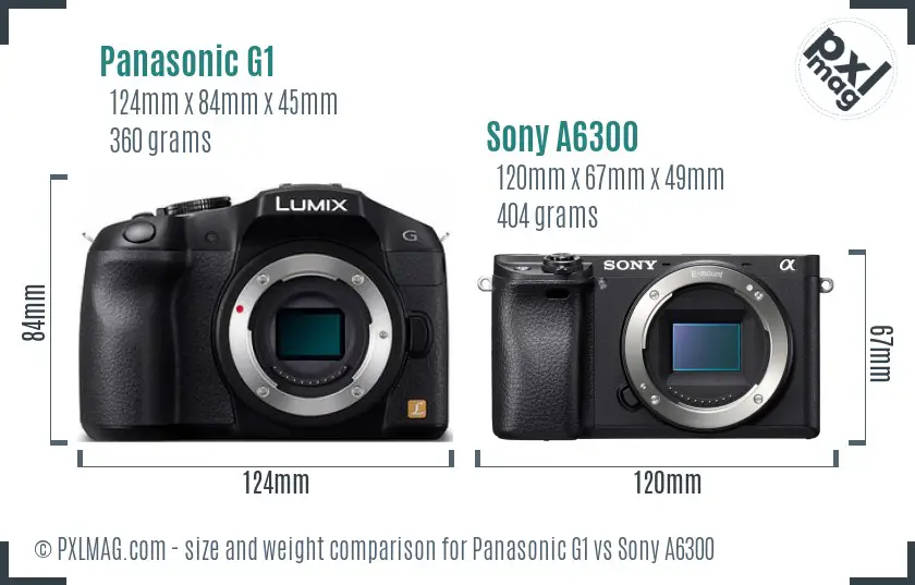 Panasonic G1 vs Sony A6300 size comparison