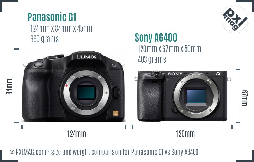 Panasonic G1 vs Sony A6400 size comparison