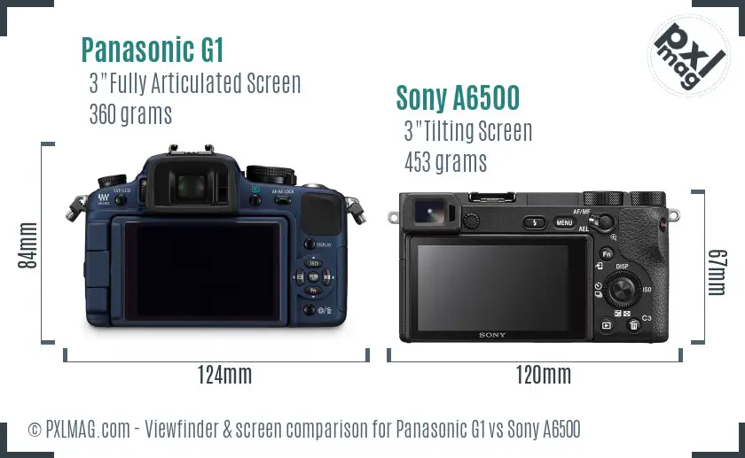 Panasonic G1 vs Sony A6500 Screen and Viewfinder comparison