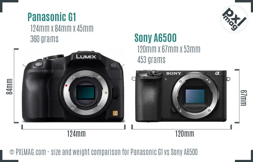 Panasonic G1 vs Sony A6500 size comparison