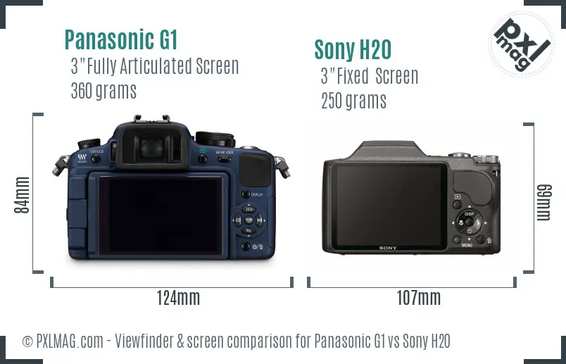 Panasonic G1 vs Sony H20 Screen and Viewfinder comparison