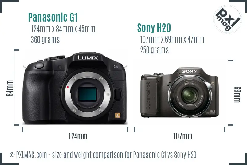 Panasonic G1 vs Sony H20 size comparison