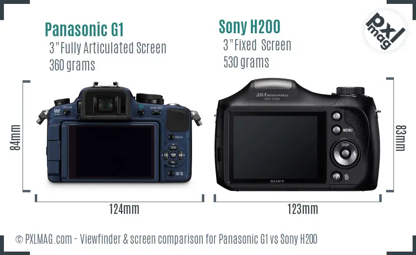 Panasonic G1 vs Sony H200 Screen and Viewfinder comparison
