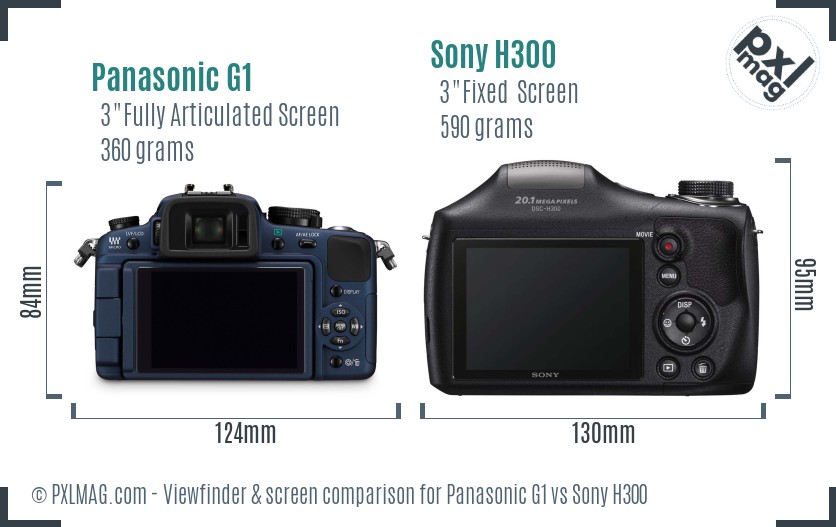 Panasonic G1 vs Sony H300 Screen and Viewfinder comparison