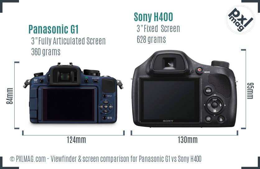 Panasonic G1 vs Sony H400 Screen and Viewfinder comparison