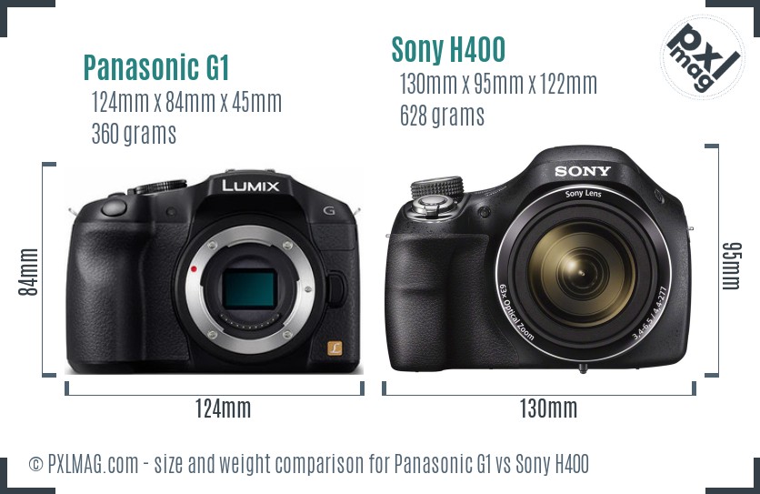 Panasonic G1 vs Sony H400 size comparison Panasonic G1 vs Sony H400 size comparison