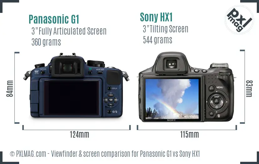 Panasonic G1 vs Sony HX1 Screen and Viewfinder comparison Panasonic G1 vs Sony HX1 Screen and Viewfinder comparison
