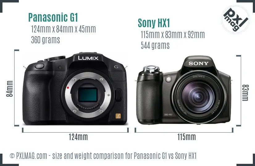 Panasonic G1 vs Sony HX1 size comparison Panasonic G1 vs Sony HX1 size comparison