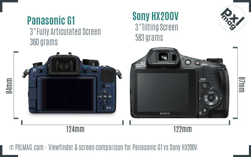 Panasonic G1 vs Sony HX200V Screen and Viewfinder comparison Panasonic G1 vs Sony HX200V Screen and Viewfinder comparison