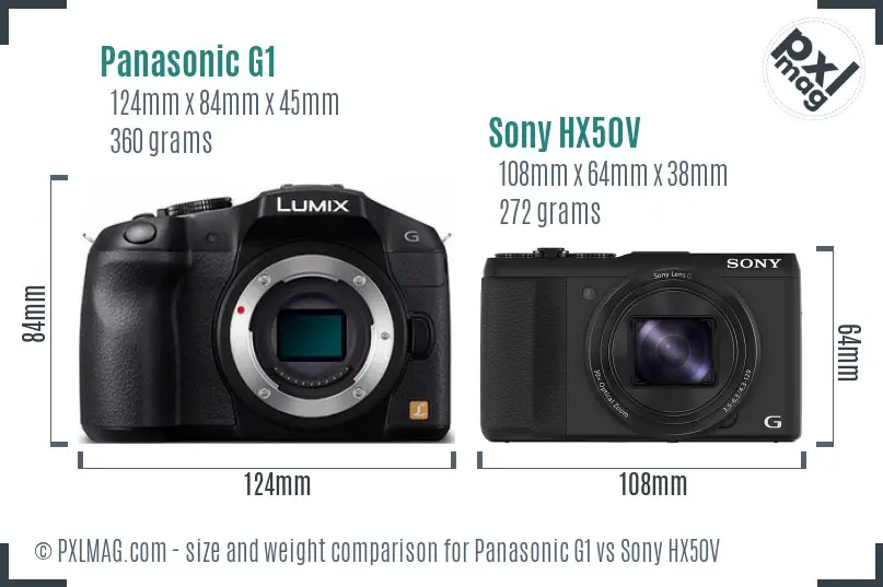 Panasonic G1 vs Sony HX50V size comparison