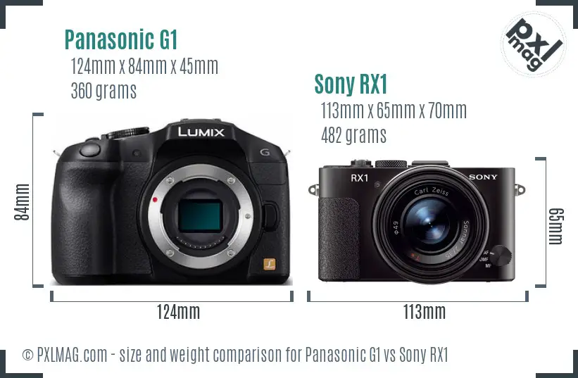 Panasonic G1 vs Sony RX1 size comparison Panasonic G1 vs Sony RX1 size comparison