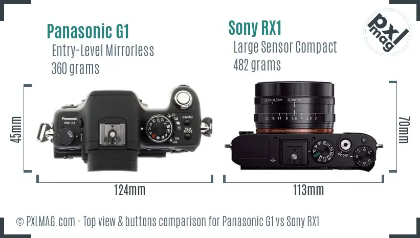 Panasonic G1 vs Sony RX1 top view buttons comparison Panasonic G1 vs Sony RX1 top view buttons comparison