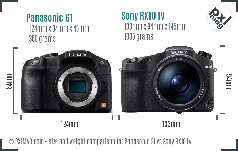 Panasonic G1 vs Sony RX10 IV size comparison