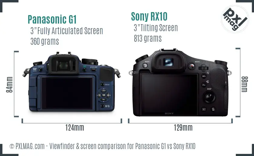 Panasonic G1 vs Sony RX10 Screen and Viewfinder comparison
