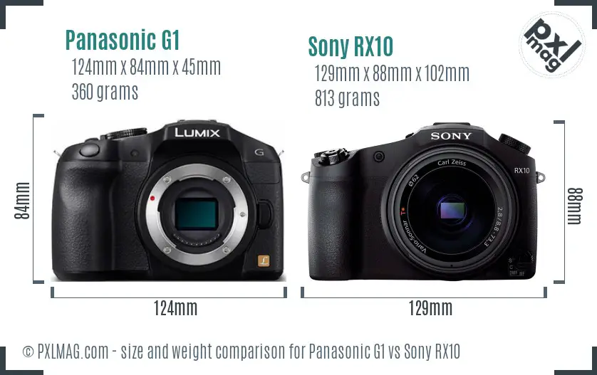 Panasonic G1 vs Sony RX10 size comparison