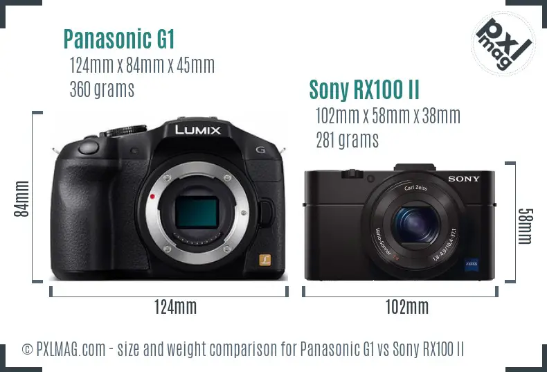 Panasonic G1 vs Sony RX100 II size comparison