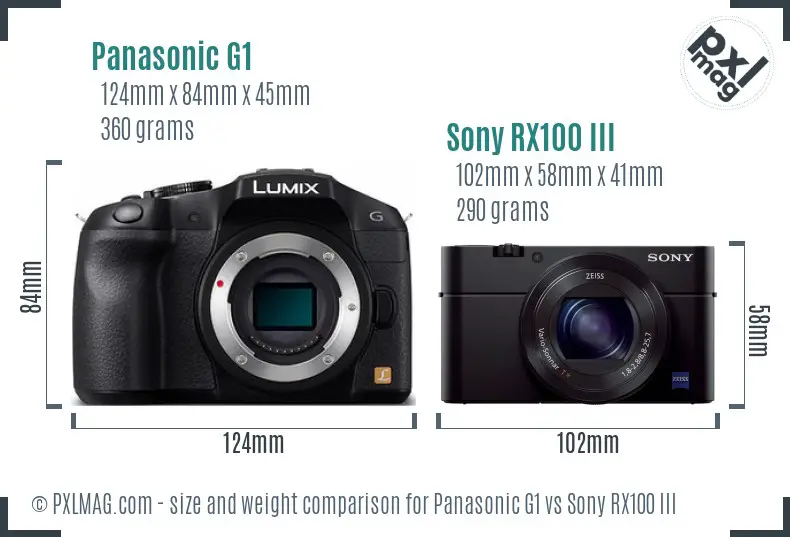 Panasonic G1 vs Sony RX100 III size comparison