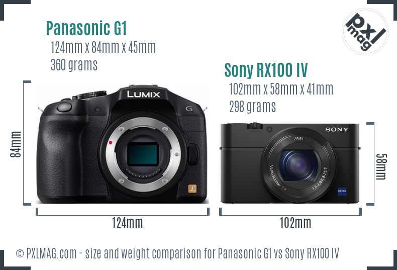 Panasonic G1 vs Sony RX100 IV size comparison