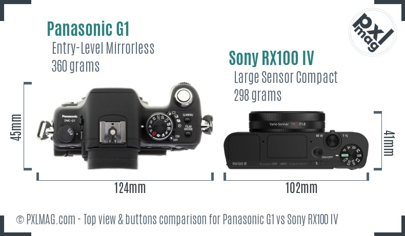 Panasonic G1 vs Sony RX100 IV top view buttons comparison