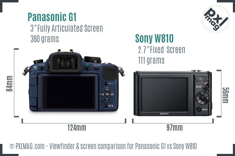 Panasonic G1 vs Sony W810 Screen and Viewfinder comparison