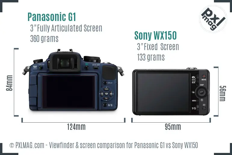 Panasonic G1 vs Sony WX150 Screen and Viewfinder comparison Panasonic G1 vs Sony WX150 Screen and Viewfinder comparison