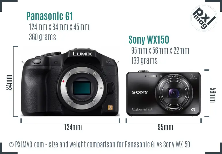 Panasonic G1 vs Sony WX150 size comparison Panasonic G1 vs Sony WX150 size comparison