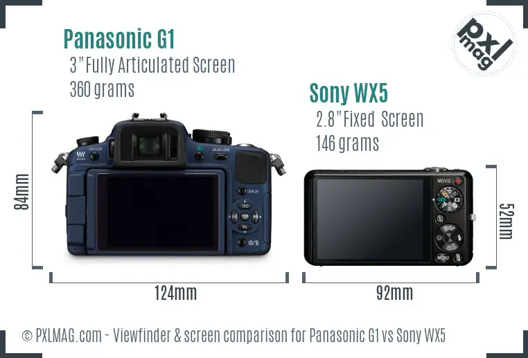Panasonic G1 vs Sony WX5 Screen and Viewfinder comparison
