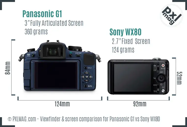 Panasonic G1 vs Sony WX80 Screen and Viewfinder comparison Panasonic G1 vs Sony WX80 Screen and Viewfinder comparison