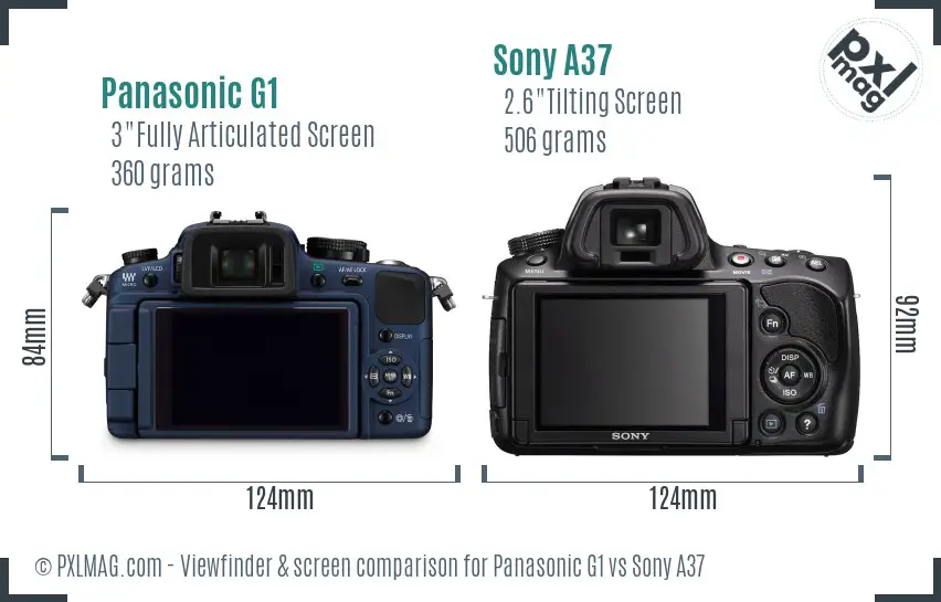 Panasonic G1 vs Sony A37 Screen and Viewfinder comparison