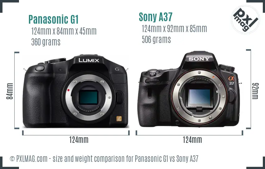 Panasonic G1 vs Sony A37 size comparison