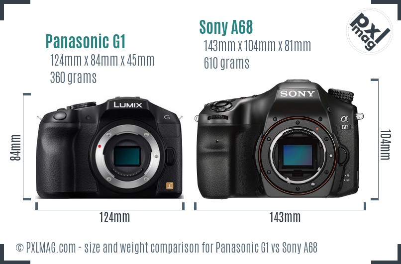 Panasonic G1 vs Sony A68 size comparison Panasonic G1 vs Sony A68 size comparison
