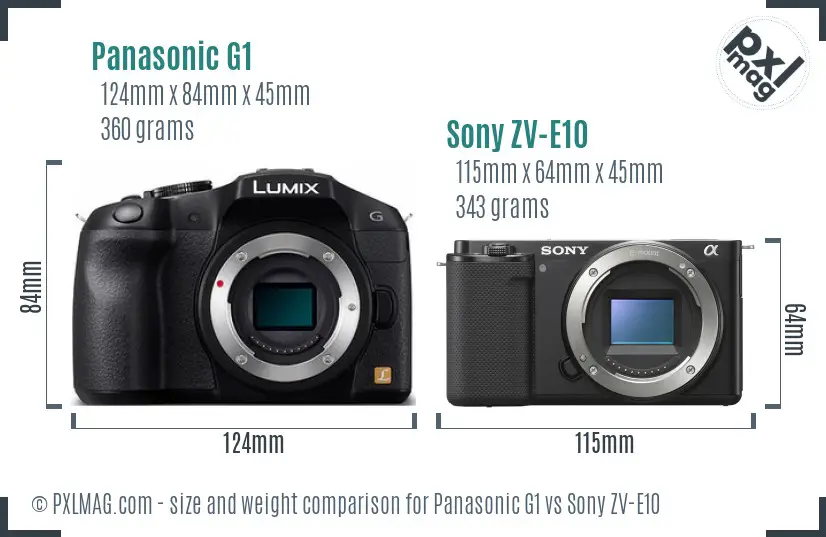 Panasonic G1 vs Sony ZV-E10 size comparison