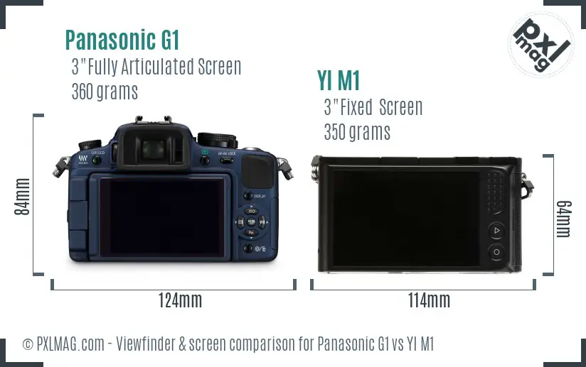 Panasonic G1 vs YI M1 Screen and Viewfinder comparison