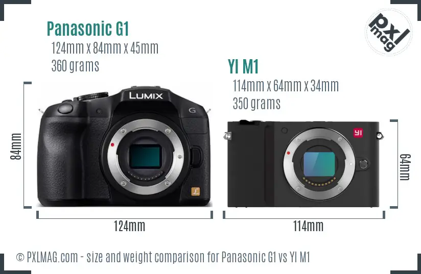 Panasonic G1 vs YI M1 size comparison