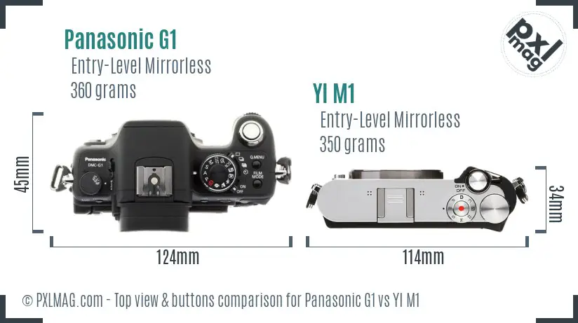 Panasonic G1 vs YI M1 top view buttons comparison